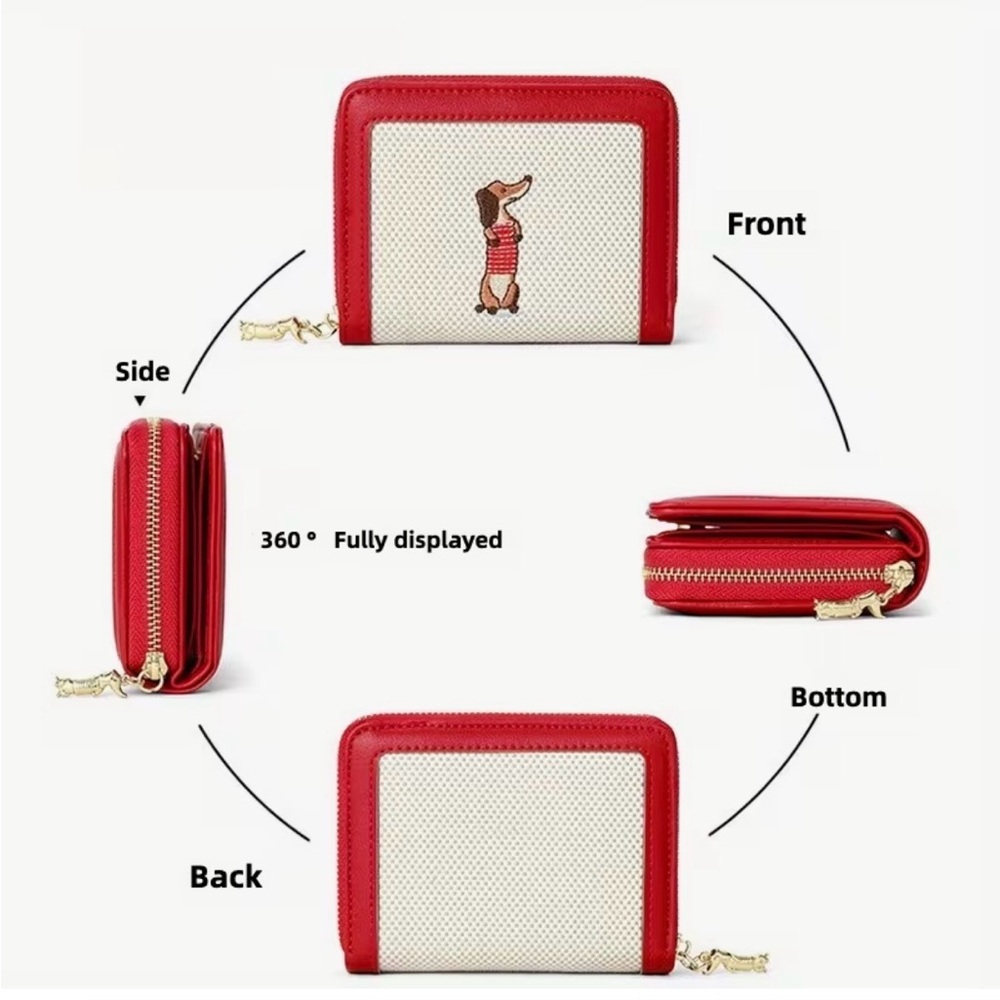 New Embroidered Dachshund Dog Leather Wallet - Picture 8 of 10